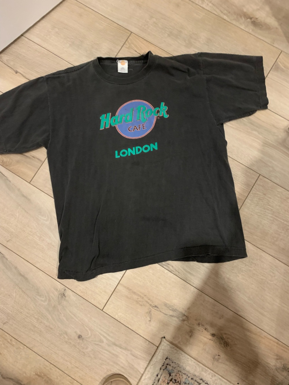 Hard Rock Cafe faded Black/GrayTee with Teal and Blue Logo